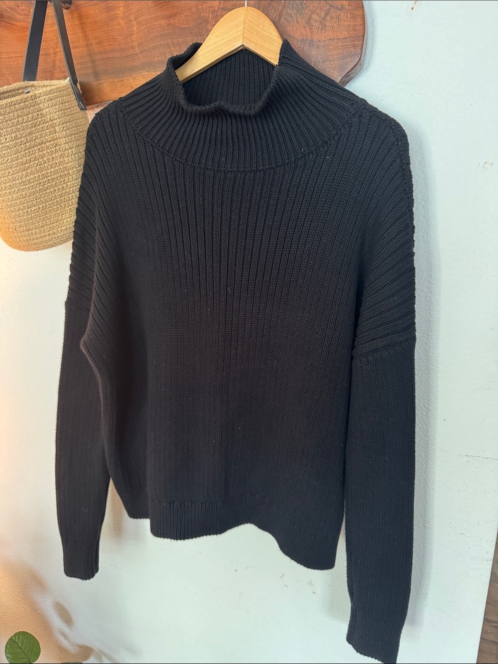 Emerson Fry Carolyn Funnel Neck Sweater Black Organic Cotton S